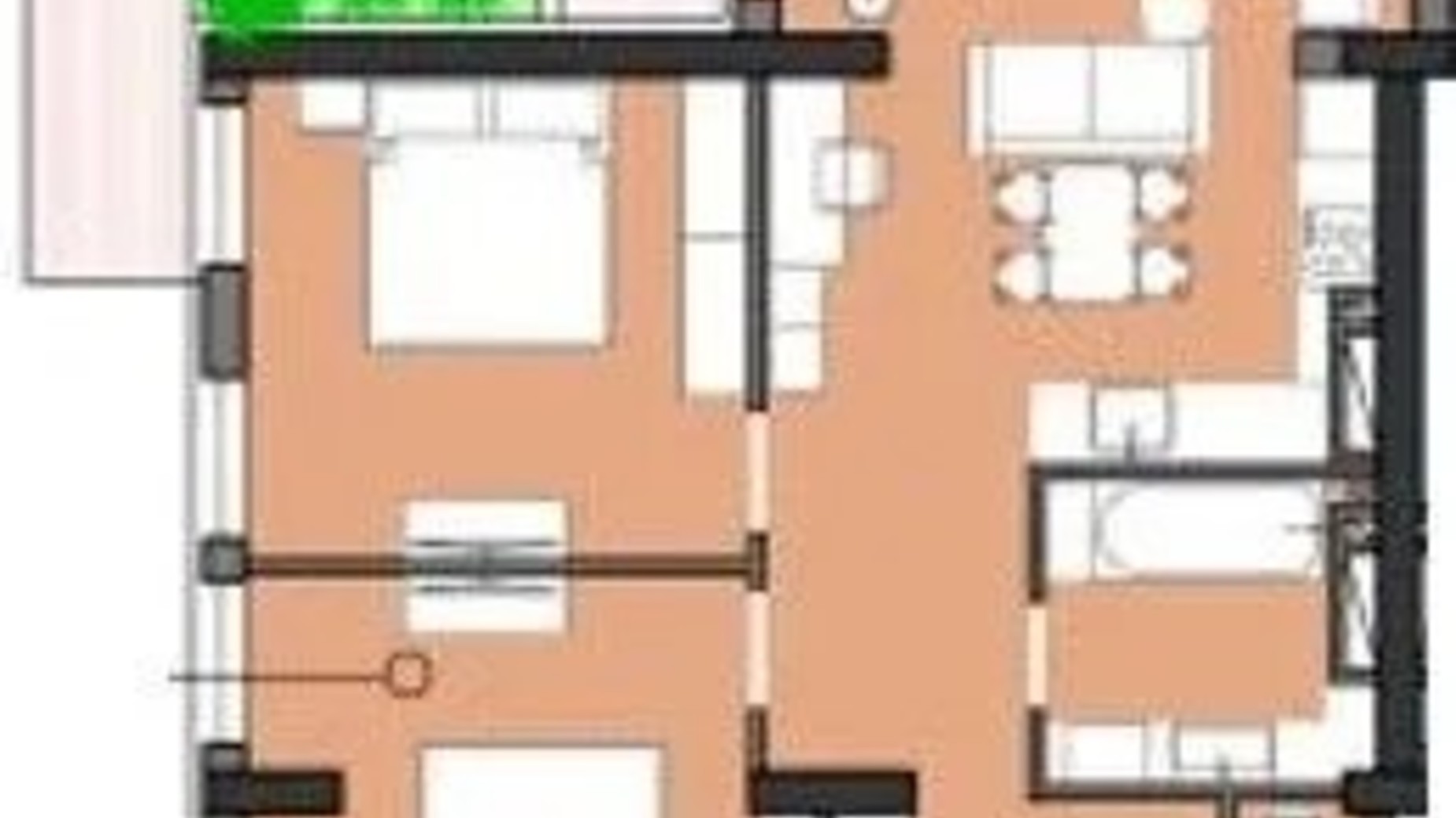 Планировка 2-комнатной квартиры в ЖК Borgo Verde 64.6 м², фото 658135