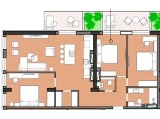 ЖК Borgo Verde: планировка 3-комнатной квартиры 97.58 м²