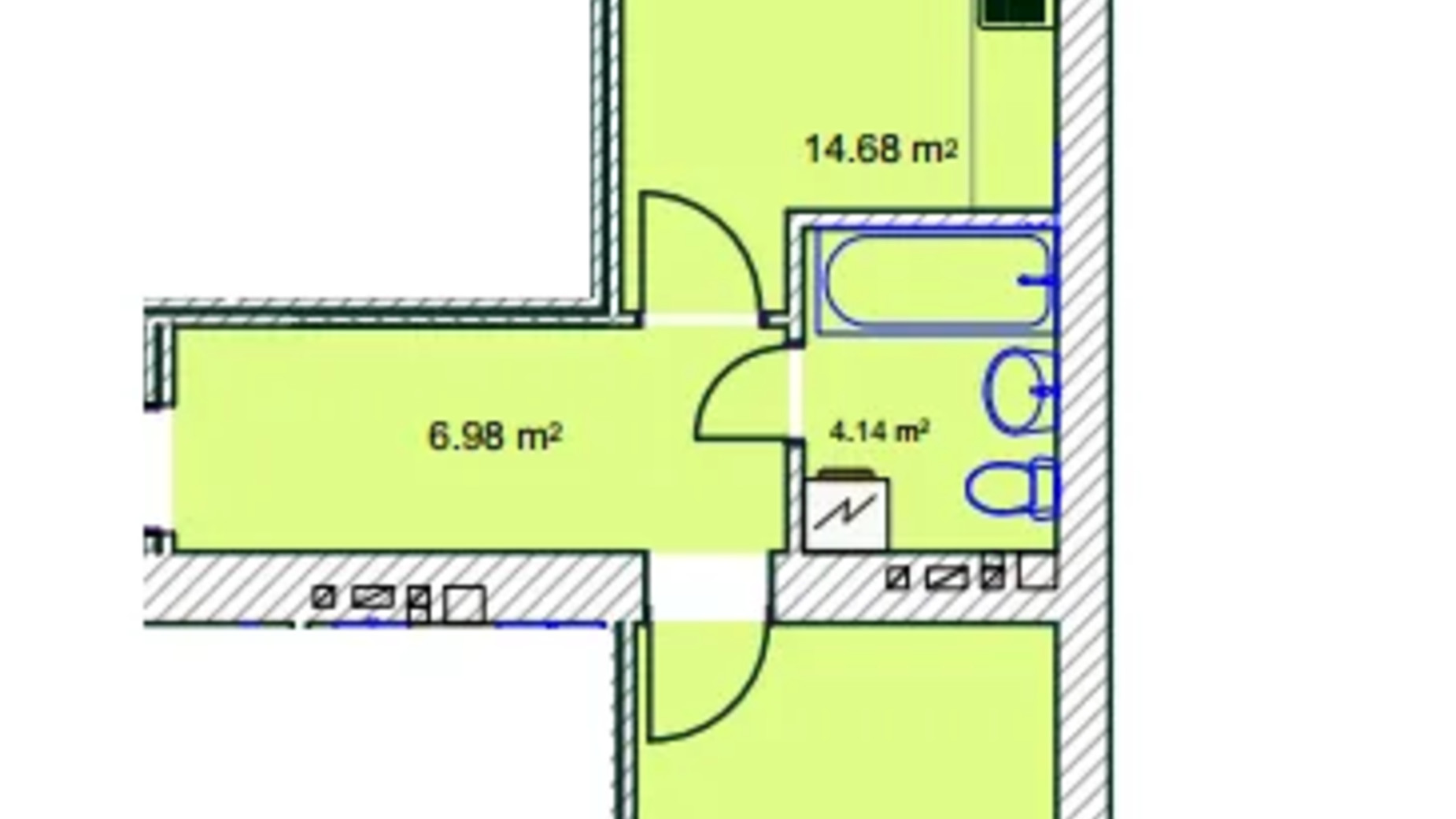 Планування 1-кімнатної квартири в ЖК Незалежність 46.15 м², фото 658192