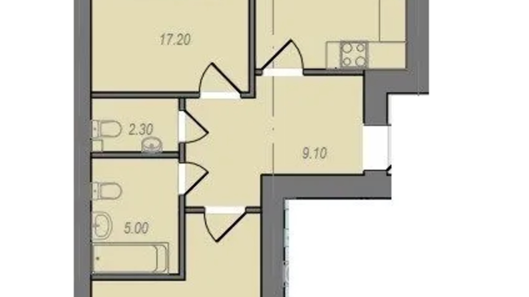 Планировка 2-комнатной квартиры в ЖК Независимость 75.1 м², фото 658286