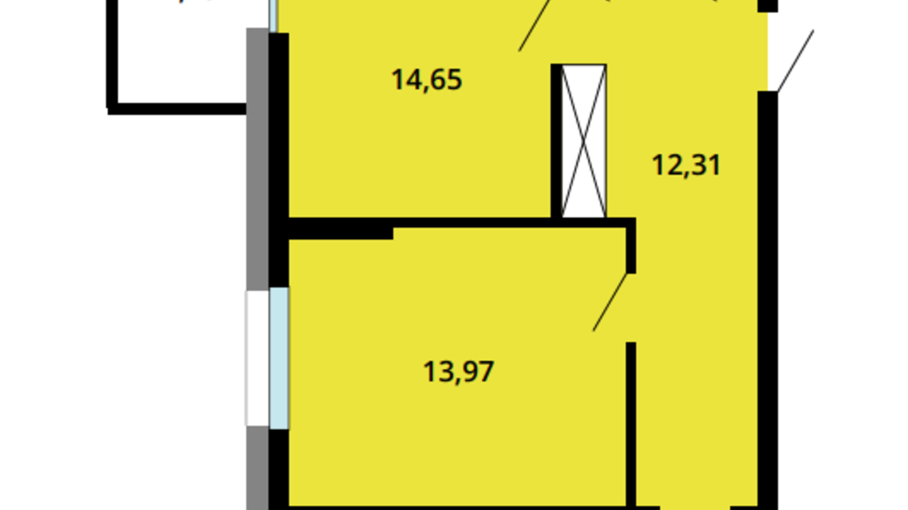 Планування 2-кімнатної квартири в ЖК Boryspil Residence 64.56 м², фото 658860