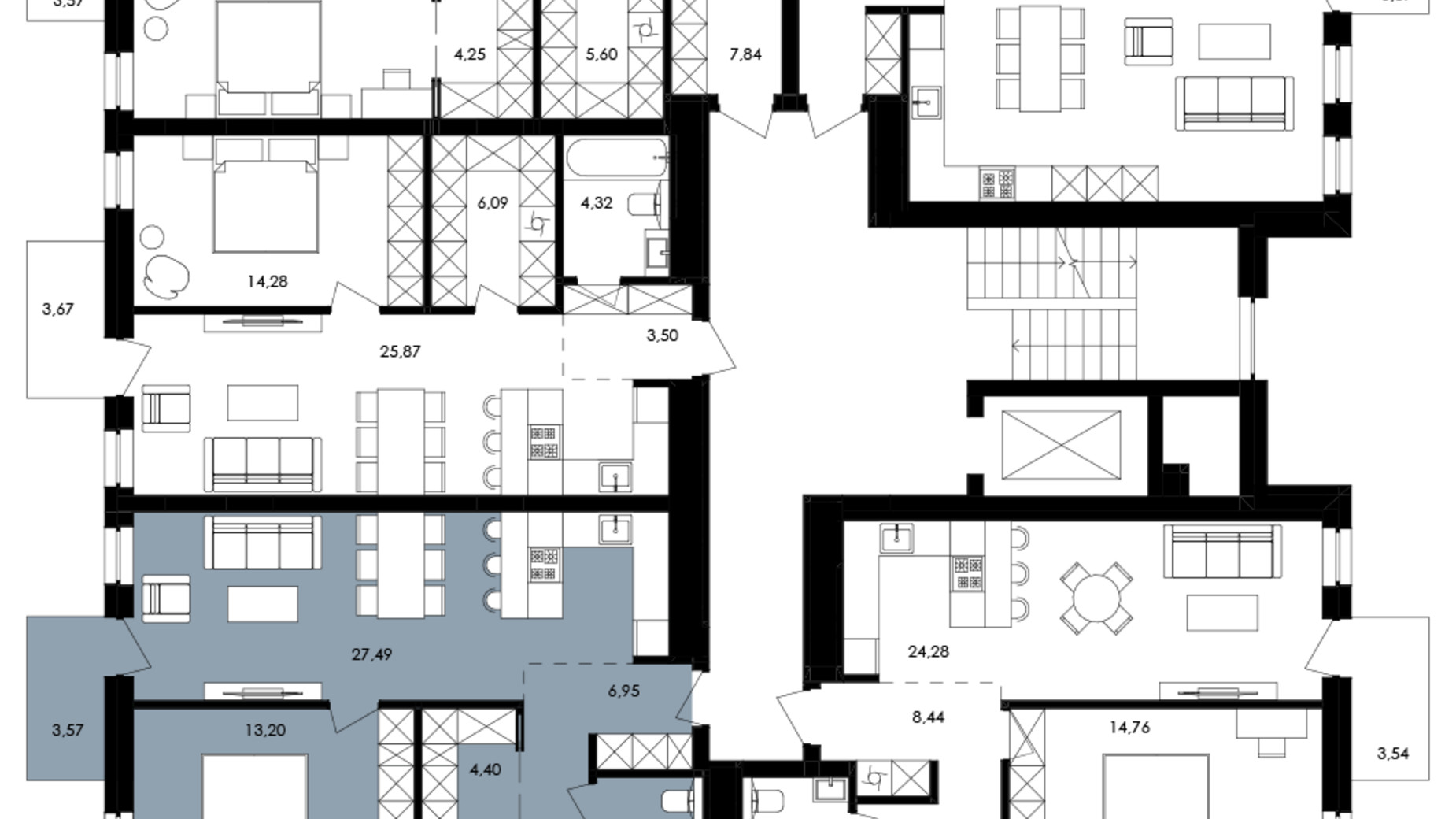 Планировка 2-комнатной квартиры в ЖК Avalon Yard 85 м², фото 659129