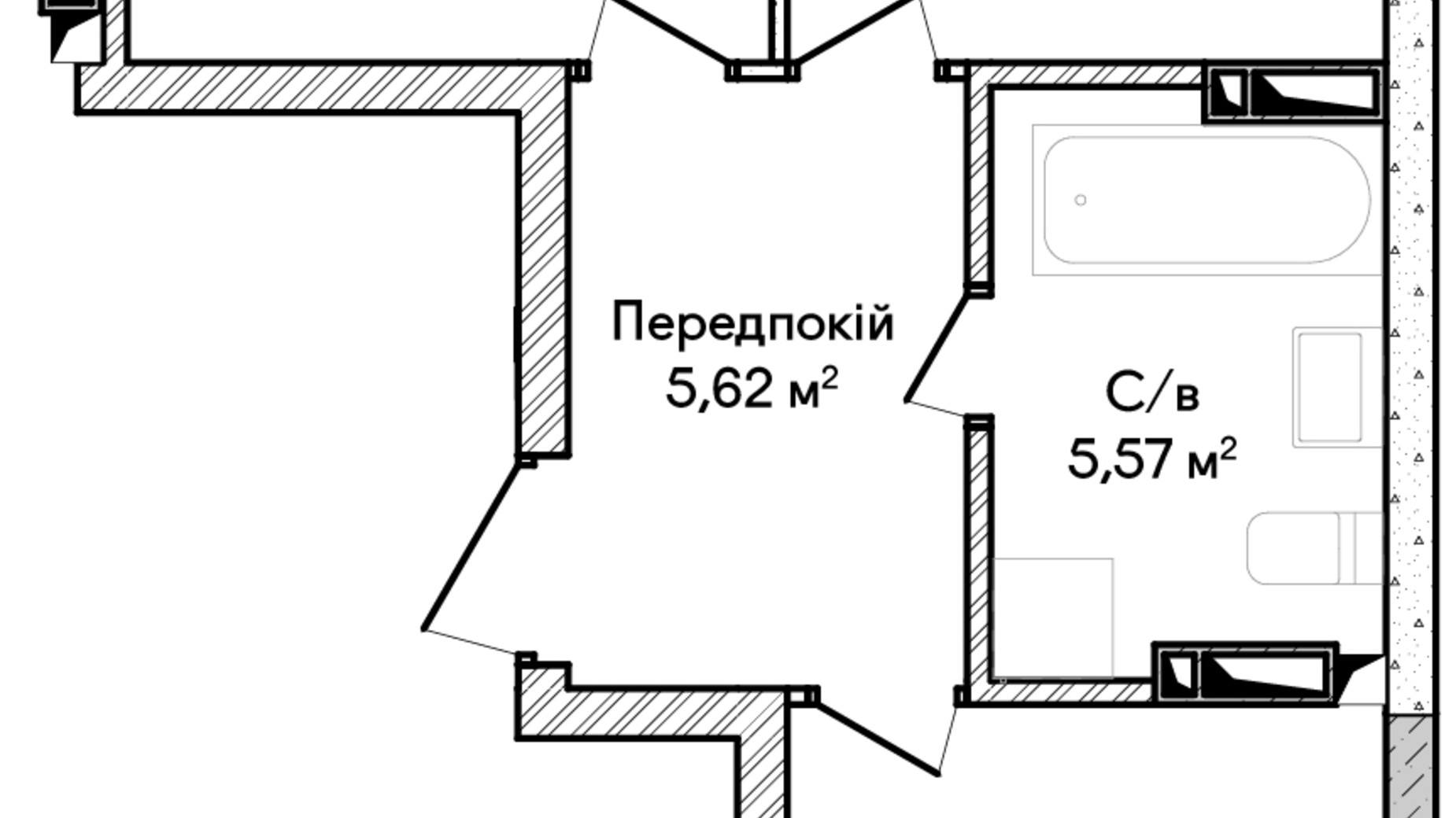 Планування 2-кімнатної квартири в ЖК Синергія Сіті 60 м², фото 659496