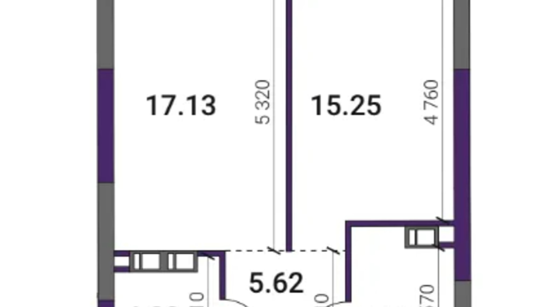 Планування 1-кімнатної квартири в ЖК Great 47.59 м², фото 659898