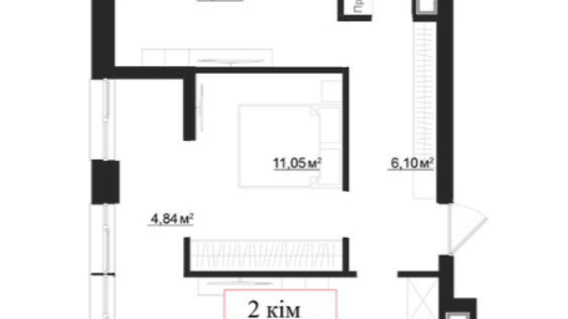 Планировка 2-комнатной квартиры в Клубный дом на Панаса Мирного 63.55 м², фото 659920
