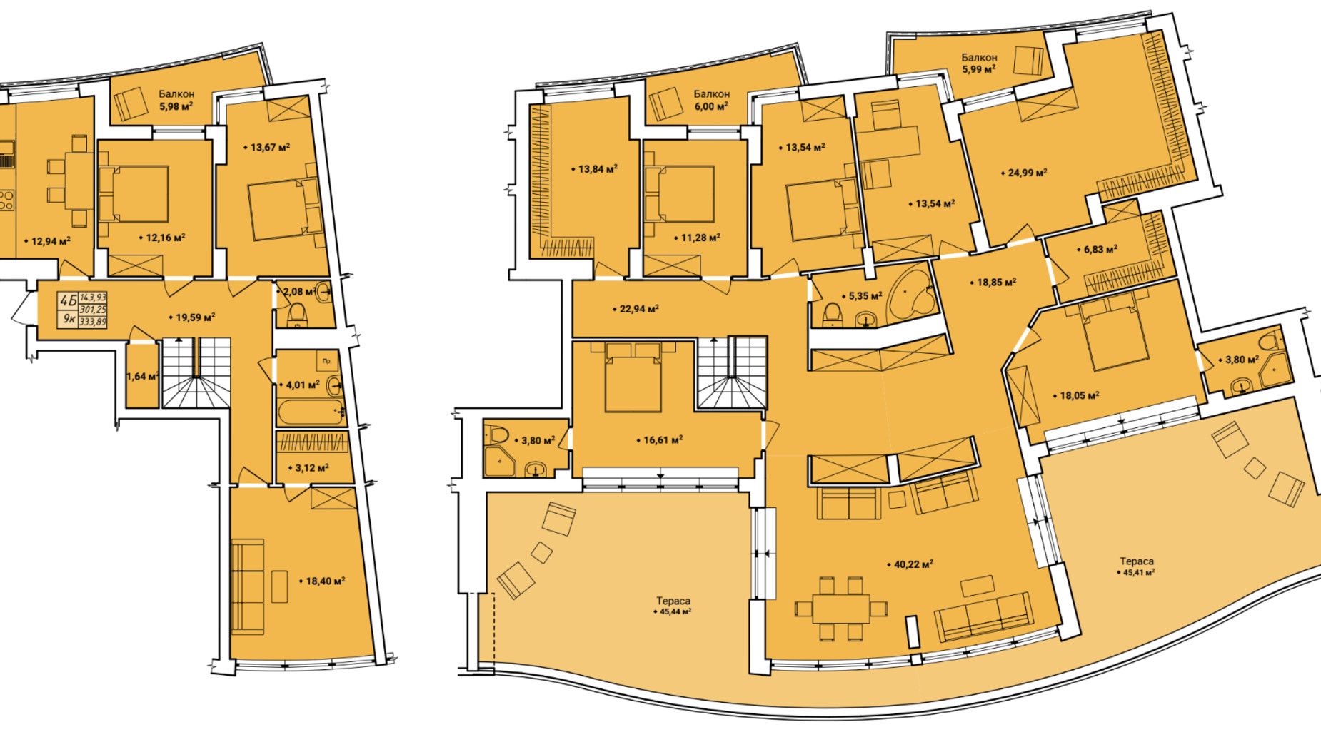 Планування 9-кімнатної квартири в ЖК Amber Park 333.89 м², фото 661023