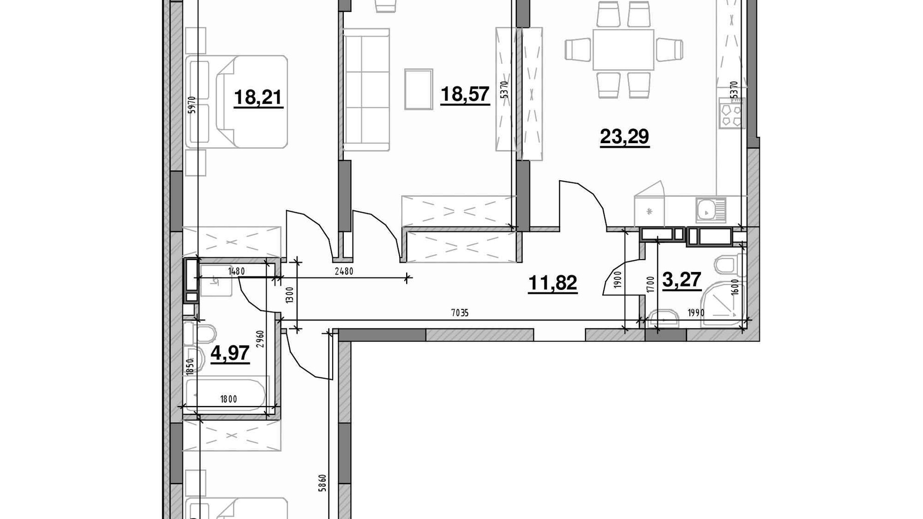 Планировка 3-комнатной квартиры в ЖК Ok'Land 99.83 м², фото 661695