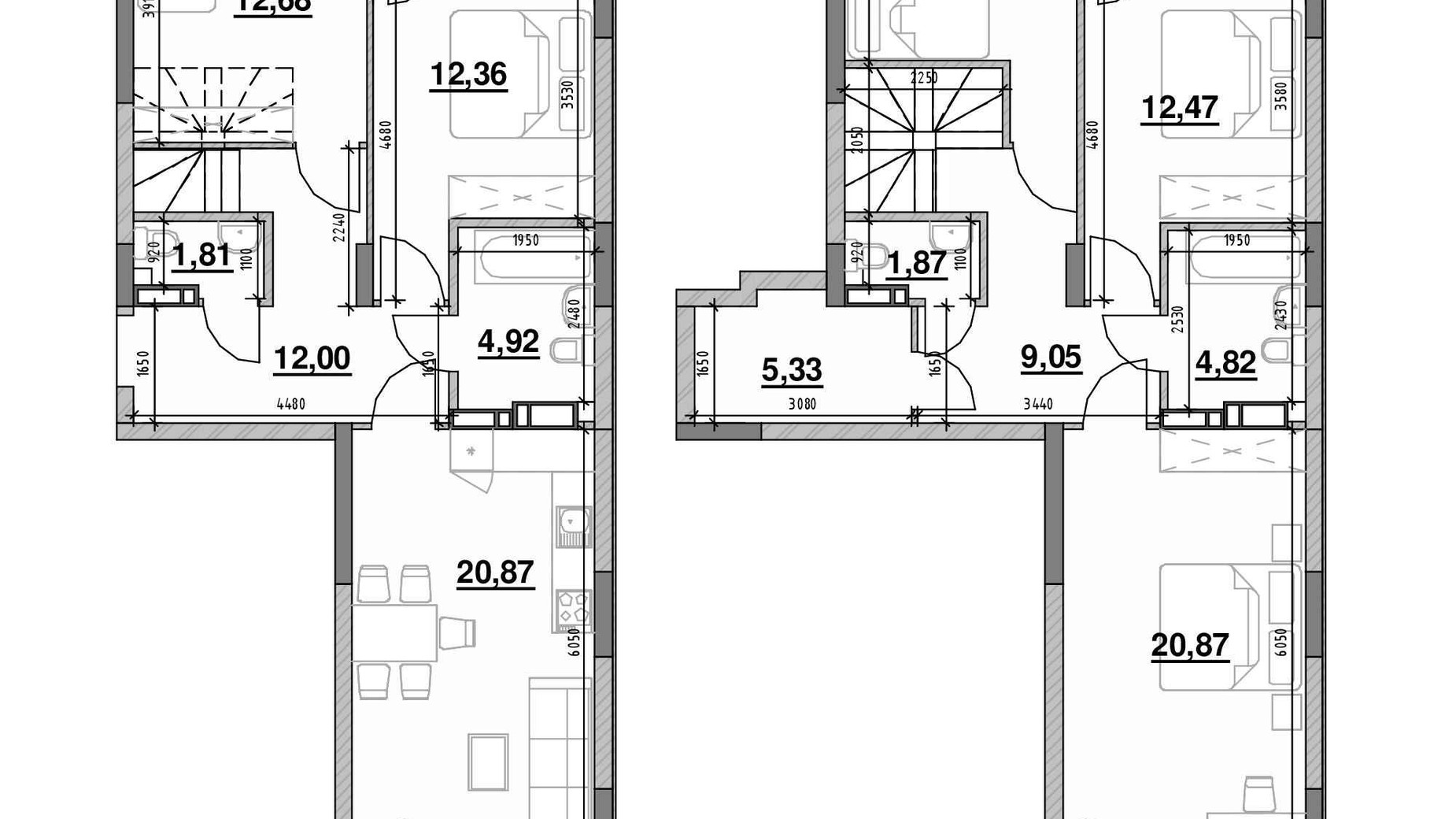 Планировка много­уровневой квартиры в ЖК Ok'Land 144.47 м², фото 661698