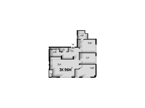ЖК Trivium: планировка 3-комнатной квартиры 96 м²