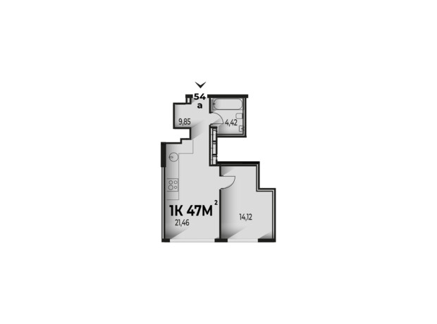 ЖК Trivium: планировка 1-комнатной квартиры 47 м²