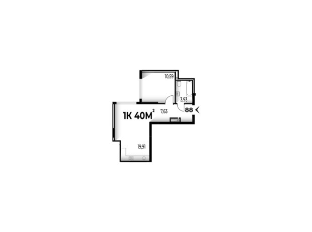 ЖК Trivium: планировка 1-комнатной квартиры 40 м²