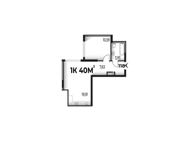 ЖК Trivium: планировка 1-комнатной квартиры 40 м²
