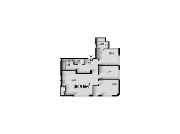 ЖК Trivium: планування 3-кімнатної квартири 96 м²