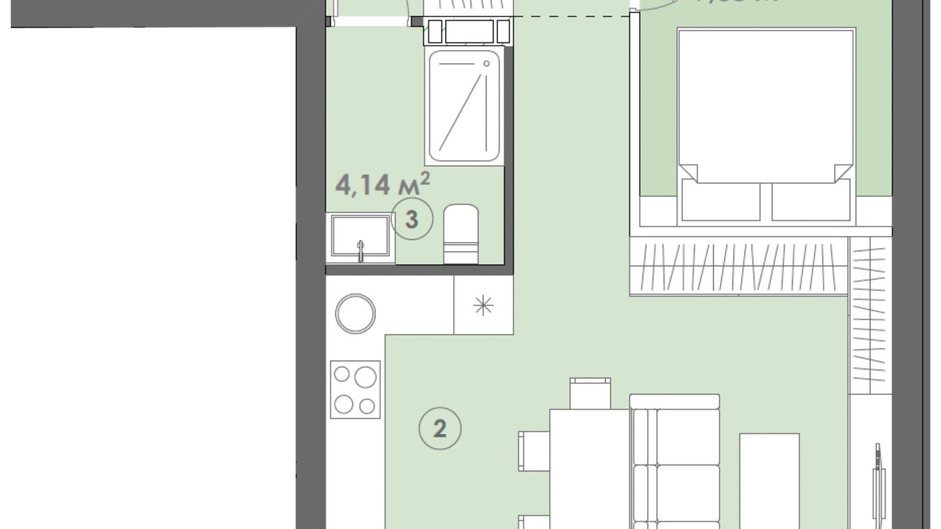 Планування 2-кімнатної квартири в ЖК Smart Residence 50.33 м², фото 662393