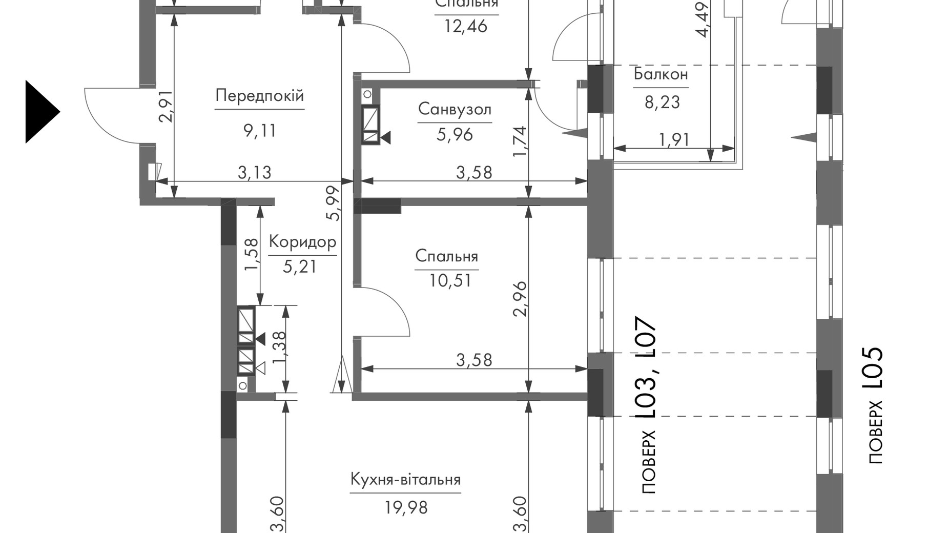 Планування 2-кімнатної квартири в ЖК Gravity Park 73.17 м², фото 662752