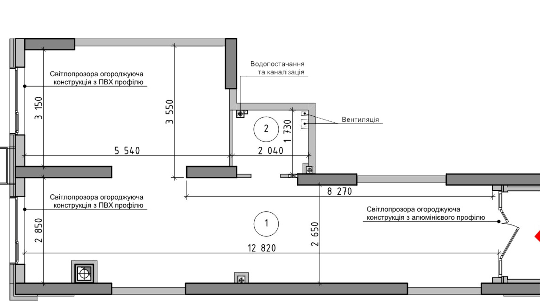 Планировка помещения в ЖК Оптимісто 57.26 м², фото 662794