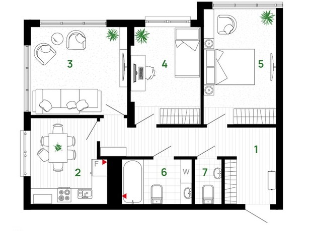 ЖК Comfort Park: планировка 3-комнатной квартиры 69 м²