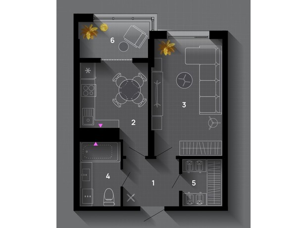 ЖК SkyGarden: планування 1-кімнатної квартири 42 м²