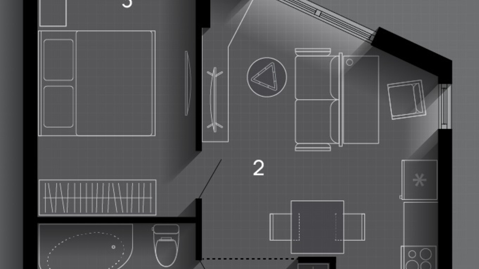 Планировка 1-комнатной квартиры в ЖК SkyGarden 42 м², фото 663545