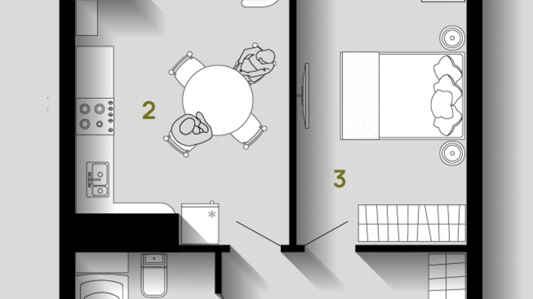 Планування 1-кімнатної квартири в ЖК Union 44 м², фото 663576