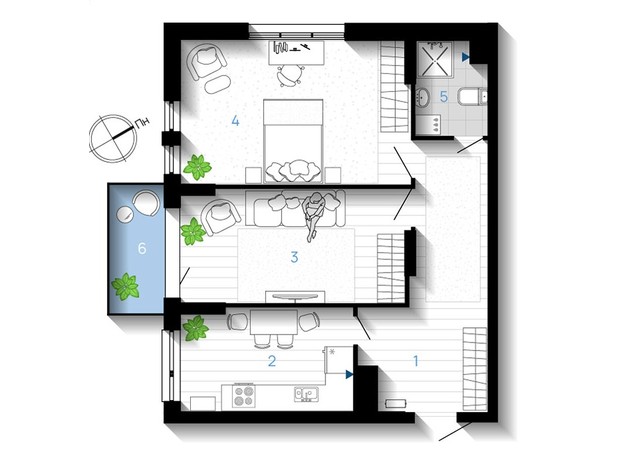 ЖК А5: планировка 2-комнатной квартиры 68 м²