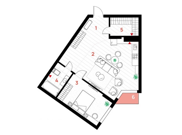 ЖК Family Plaza: планування 2-кімнатної квартири 62 м²