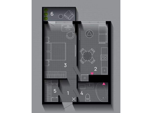 ЖК Family Plaza: планировка 1-комнатной квартиры 41 м²