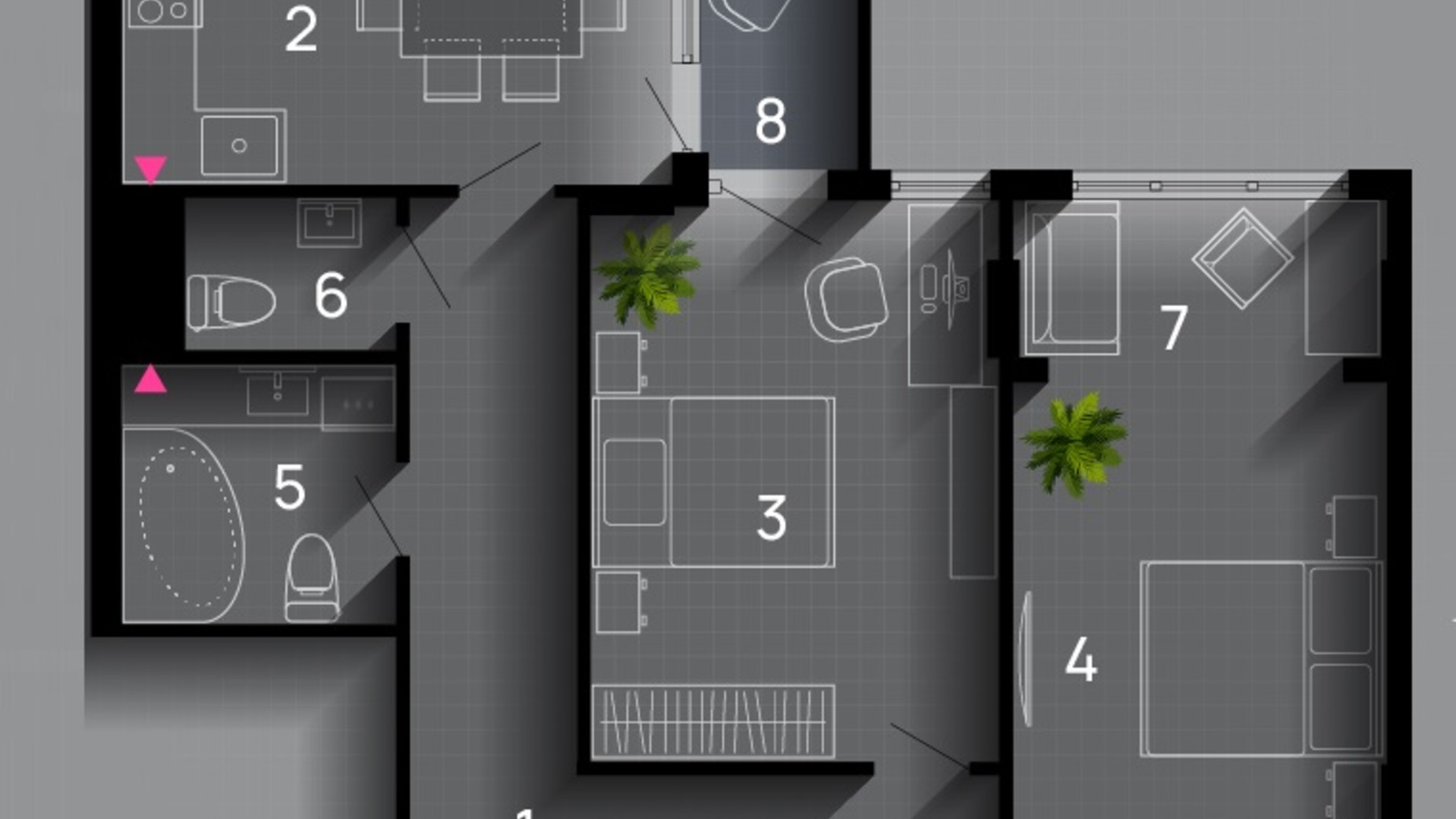 Планування 2-кімнатної квартири в ЖК Family Plaza 72 м², фото 663606