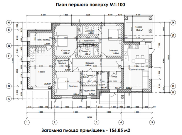 КМ ForestRiver: планування 3-кімнатної квартири 157 м²