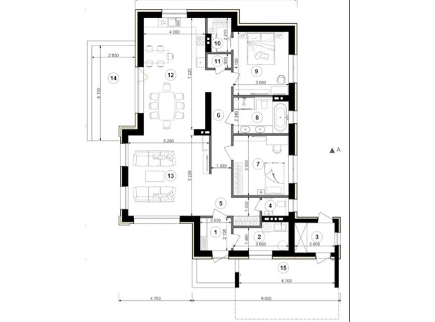 Коттеджный городок IT Village: планировка 2-комнатной квартиры 149 м²