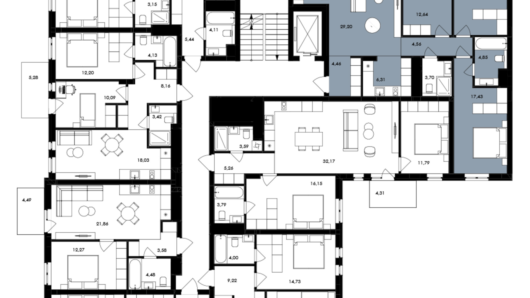 Планировка 3-комнатной квартиры в ЖК Avalon Holiday 98 м², фото 664447