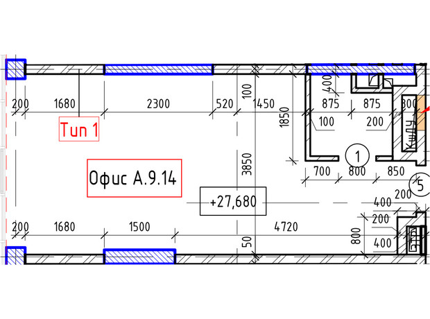 ЖК ITown: планування приміщення 33.78 м²