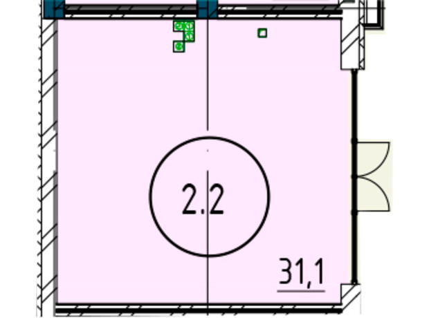 ЖК Рішельєвський Пасаж: планування приміщення 31.1 м²