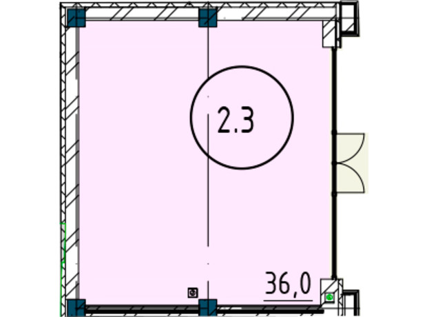 ЖК Рішельєвський Пасаж: планування приміщення 36 м²