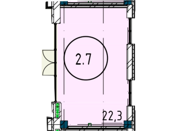 ЖК Рішельєвський Пасаж: планування приміщення 22.3 м²