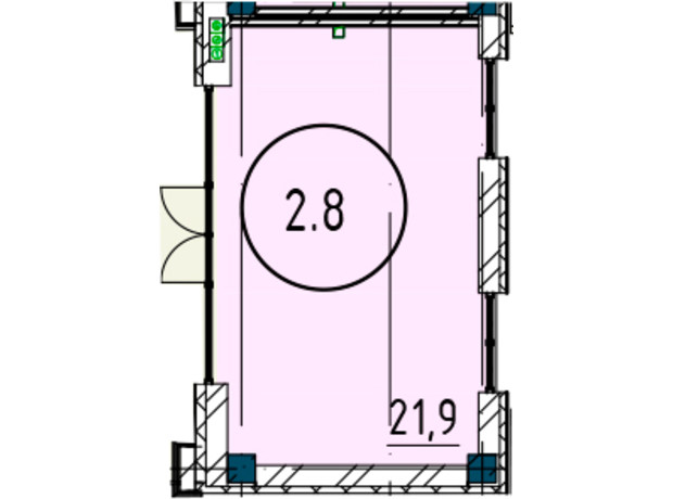 ЖК Ришельевский Пассаж: планировка помощения 22.2 м²