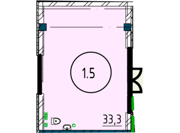 ЖК Рішельєвський Пасаж: планування приміщення 33 м²