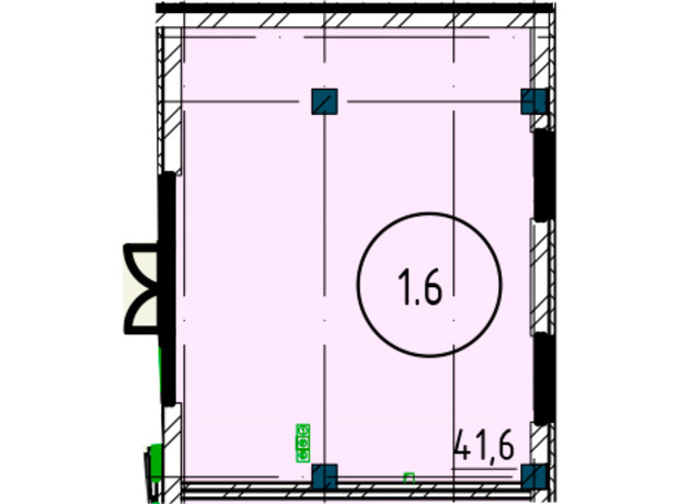 ЖК Рішельєвський Пасаж: планування приміщення 41.2 м²