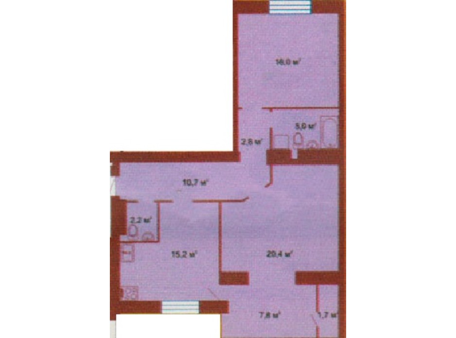 Планировка 2-комнатной квартиры в ЖК по ул. Скоропадского 83 м², фото 66490 Планировка 2-комнатной квартиры в ЖК по ул. Скоропадского 83 м², фото 66490