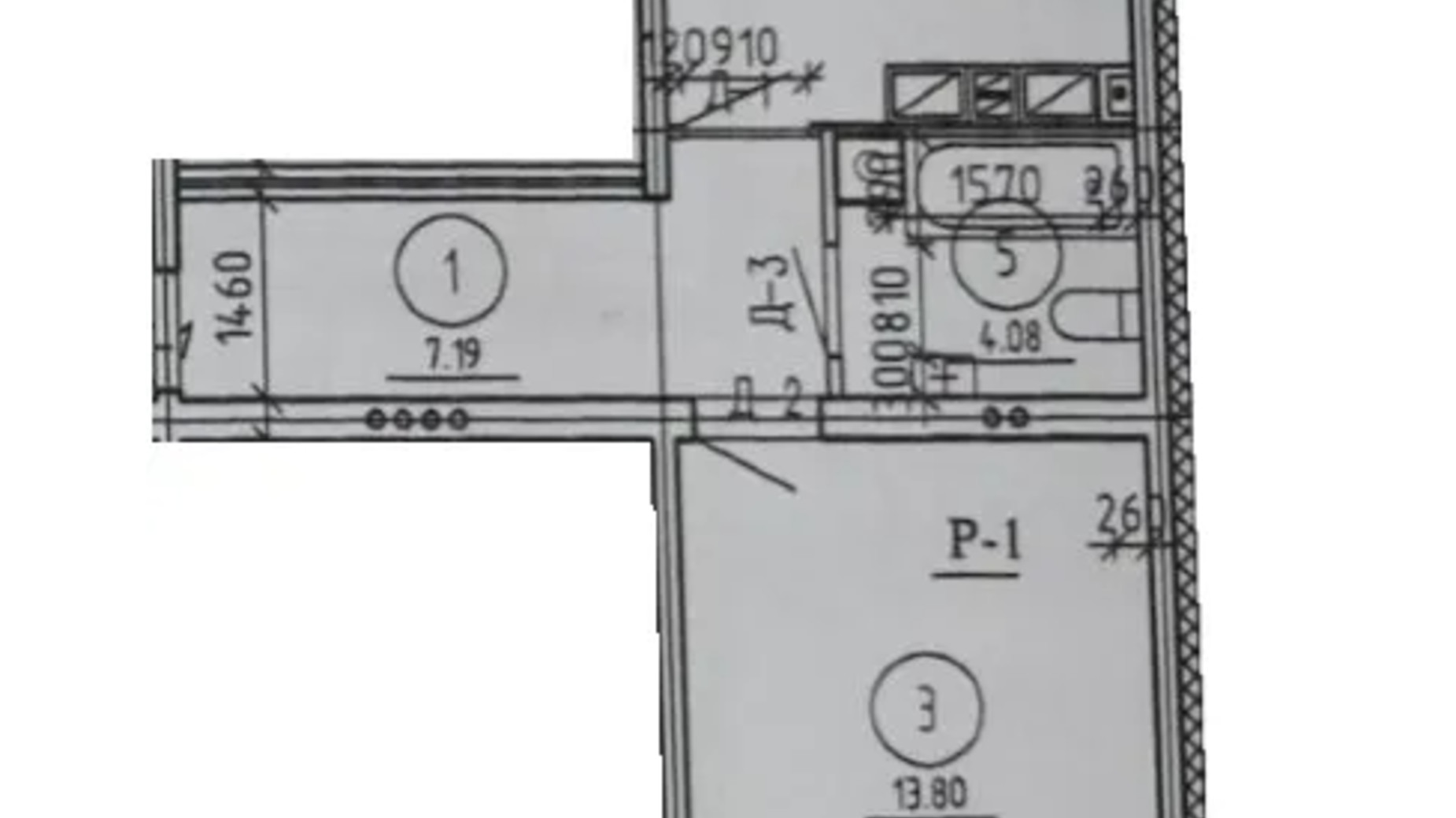 Планировка 1-комнатной квартиры в ЖК Вишневый 43.15 м², фото 665311
