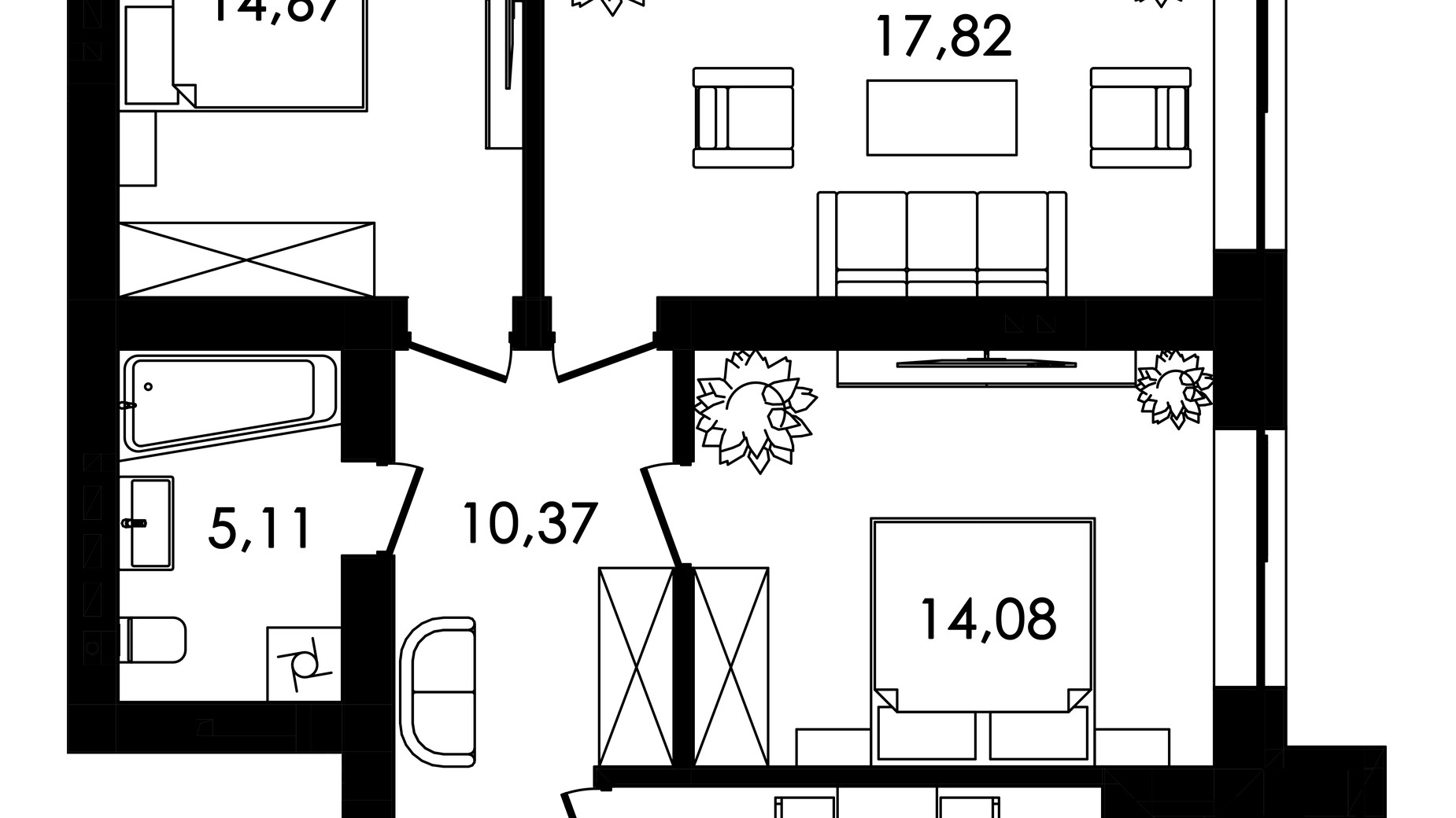 Планировка 3-комнатной квартиры в ЖК Нова Будова-2 82.43 м², фото 665407