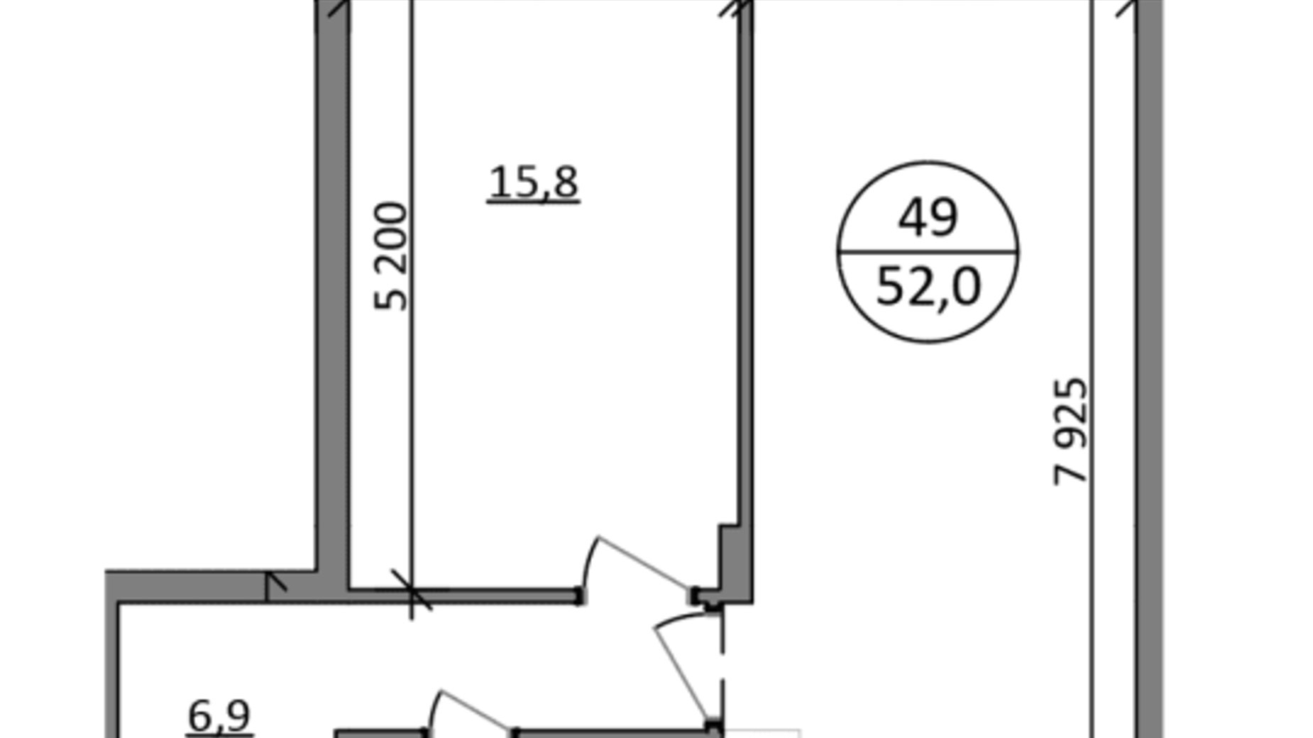 Планировка 1-комнатной квартиры в ЖК Гринвуд-2 52 м², фото 665412