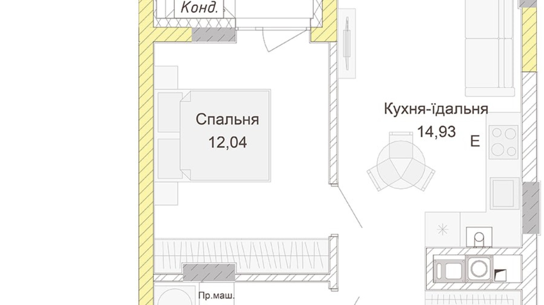 Планування 1-кімнатної квартири в ЖК Empatika 40.46 м², фото 666445
