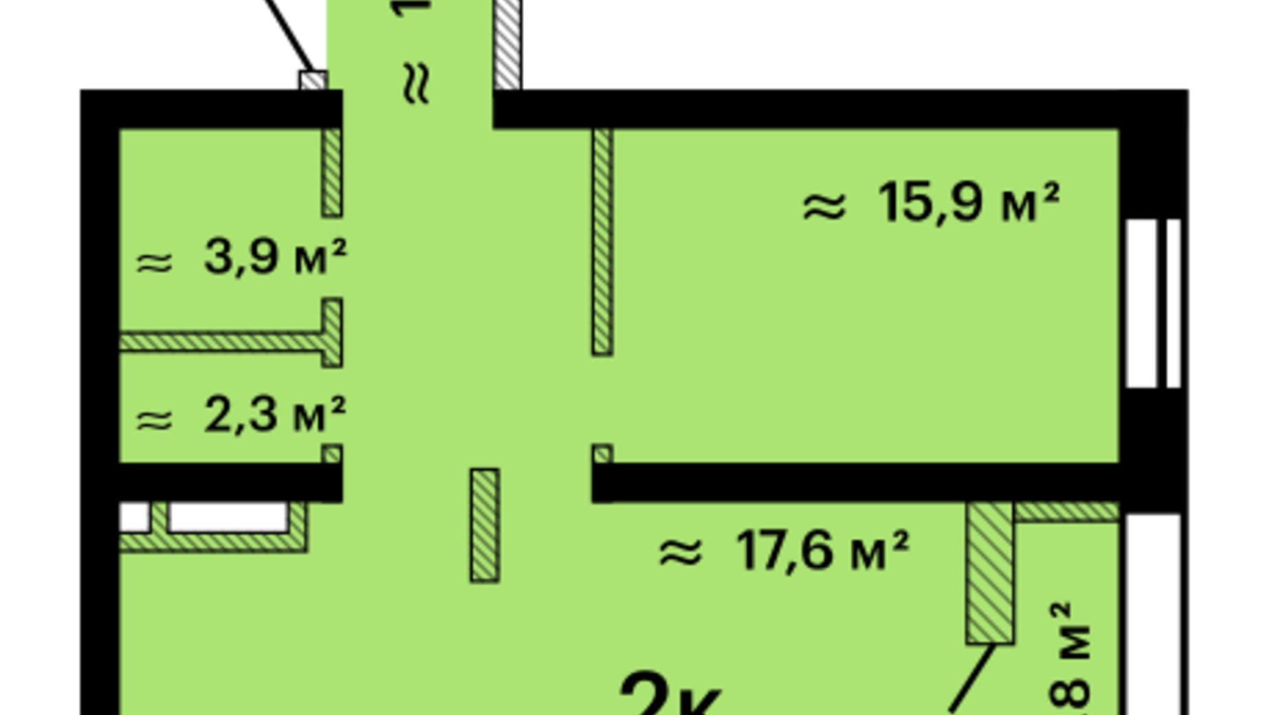 Планування 2-кімнатної квартири в ЖК Альтаїр-3 70.3 м², фото 666680