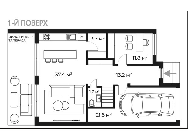 Таунхаус Sherwood: планування 4-кімнатної квартири 166.1 м²