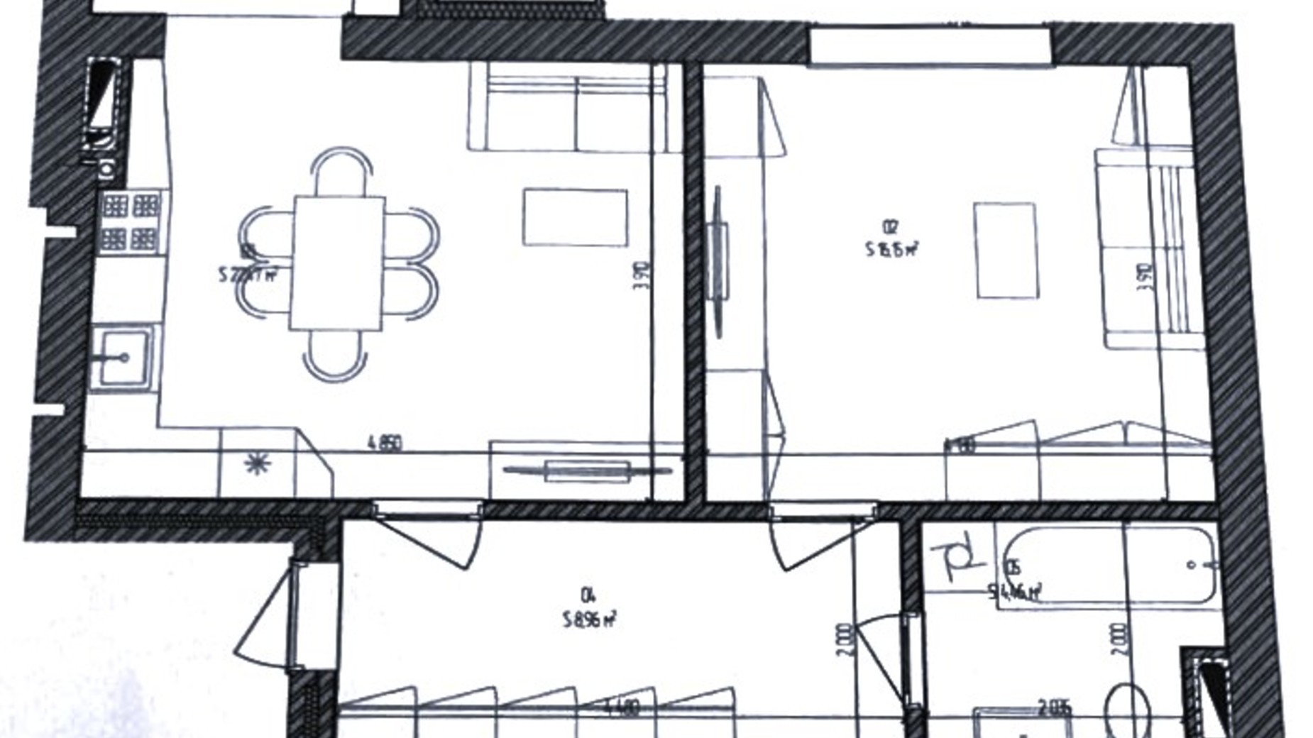 Планировка 1-комнатной квартиры в ЖК Флагман 52.48 м², фото 668356