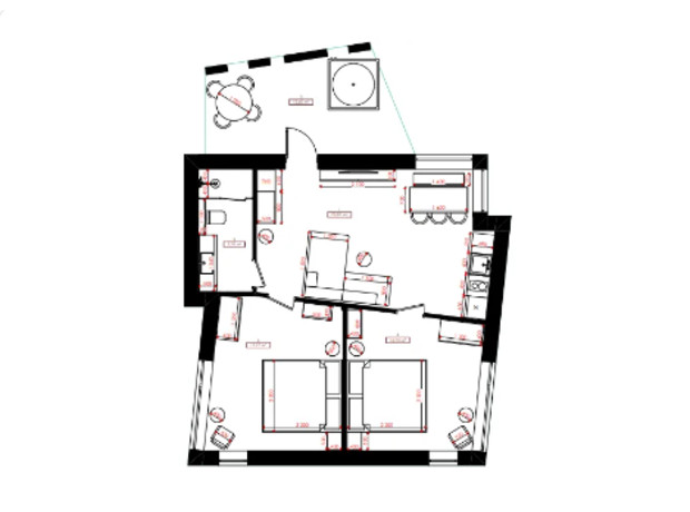 КМ Малахит: планировка 3-комнатной квартиры 60.6 м²