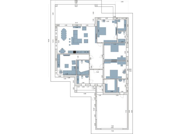 КМ Форест: планування 3-кімнатної квартири 260 м²