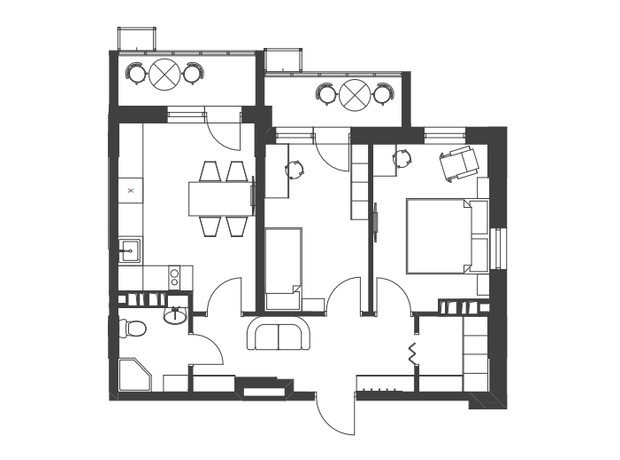 ЖК Nagirniy House: планировка 2-комнатной квартиры 58.14 м²