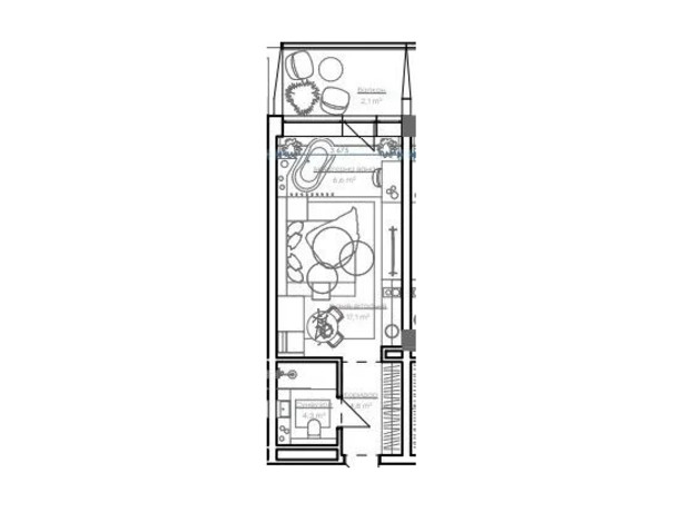 Апарт-комплекс Glacier: планировка 1-комнатной квартиры 35.2 м²